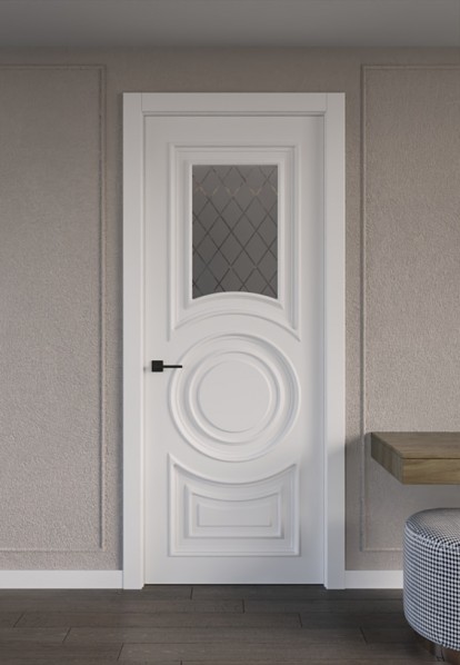 Межкомнатная дверь DL Луксор 3, белая эмаль, остекленная